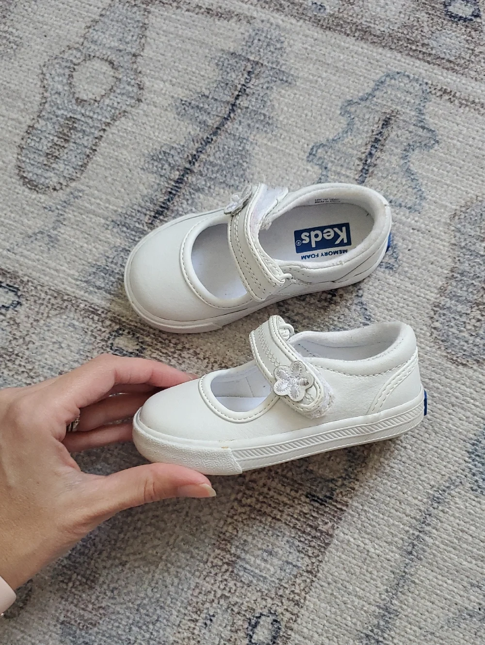 Keds Baby Girls Mary Jane Ella White Leather Sneakers Sz5